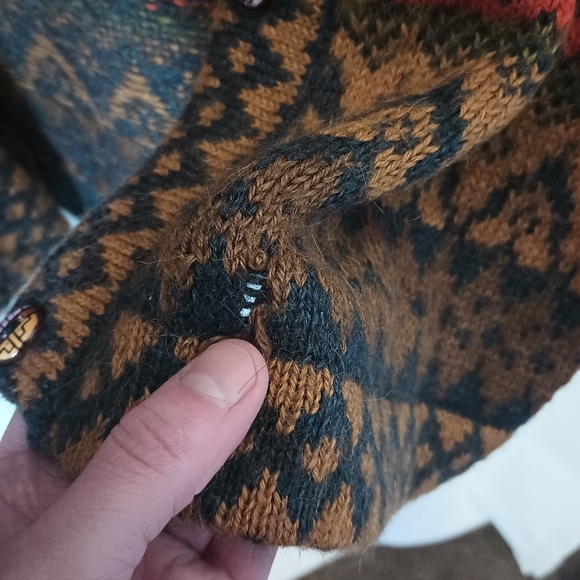 The Alpaca Connection Colorful Nordic Cardigan XL Peru 90s Folklore Boho Cabin - Picture 4 of 16